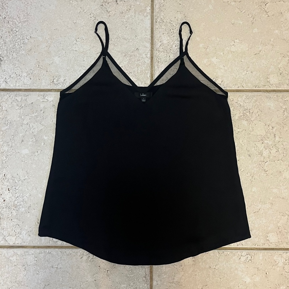 Lulus Women's Black Sheer Mesh V-Neck Tank Top - Picture 6 of 12